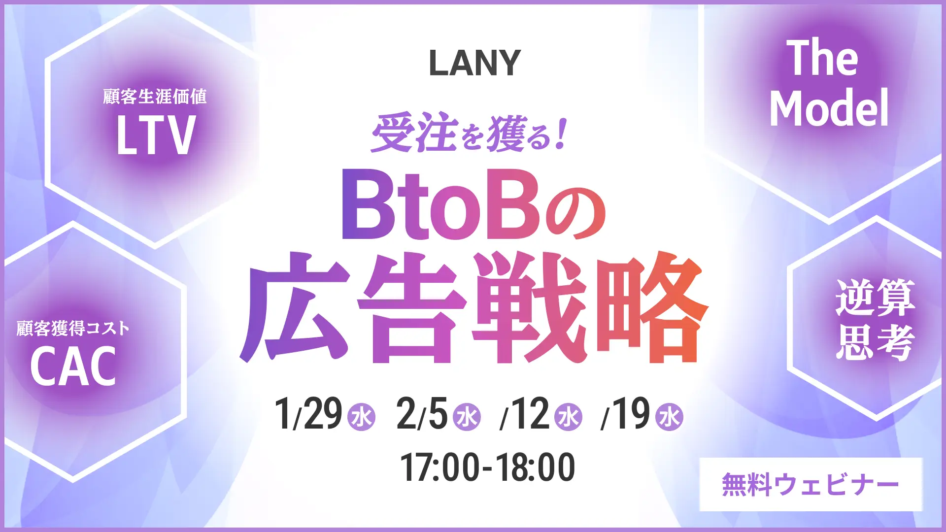 【無料ウェビナー】BtoBマーケティングで受注を獲る広告戦略 ~The Modelを活かした逆算思考とLTV/CACの考え方~